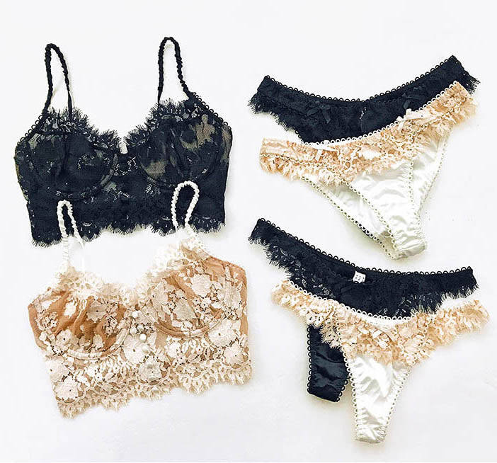 Conjunto Lingerie Bralette de Renda Push Up