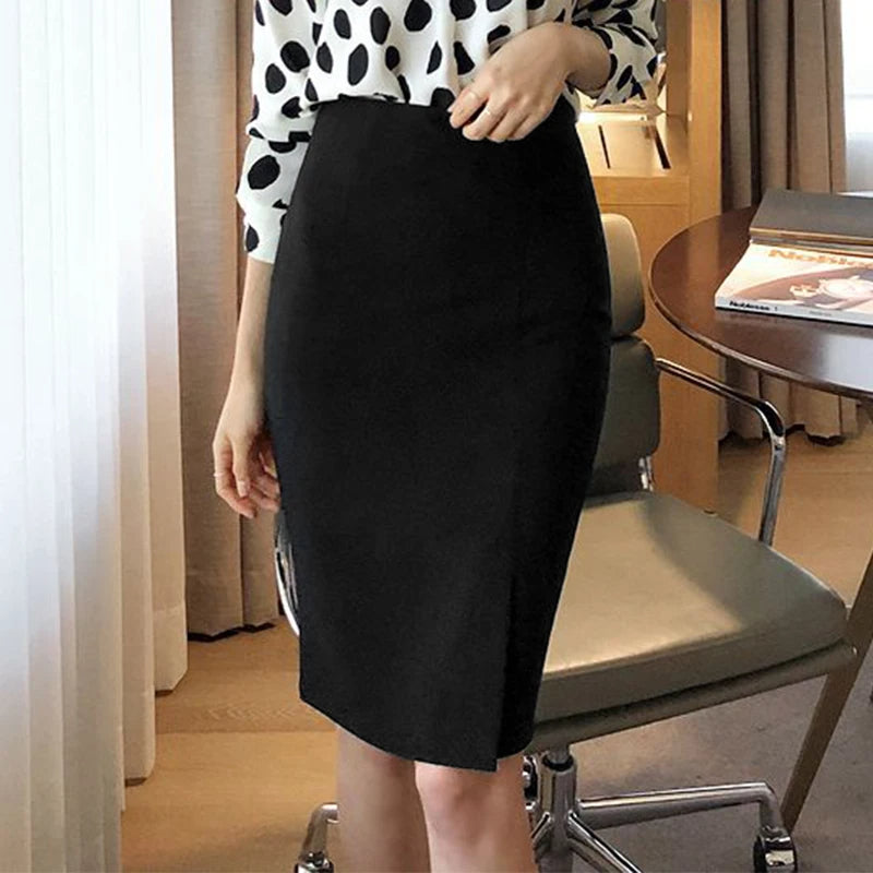 Saia Office Social Tubinho Altura no Joelho Fenda