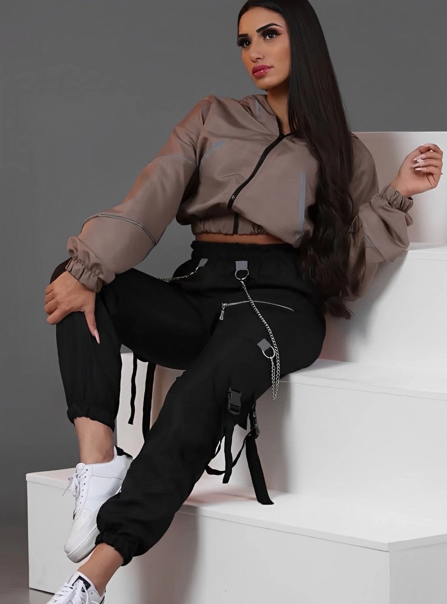 Calça Jogger Cargo Corrente Bolsos