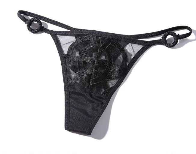 Conjunto Lingerie Transparente de Renda Geométrica + Cinta-Liga