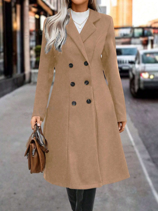 Casaco Sobretudo Alongado Feltro Elegance Look de inverno feminino bege quentinho