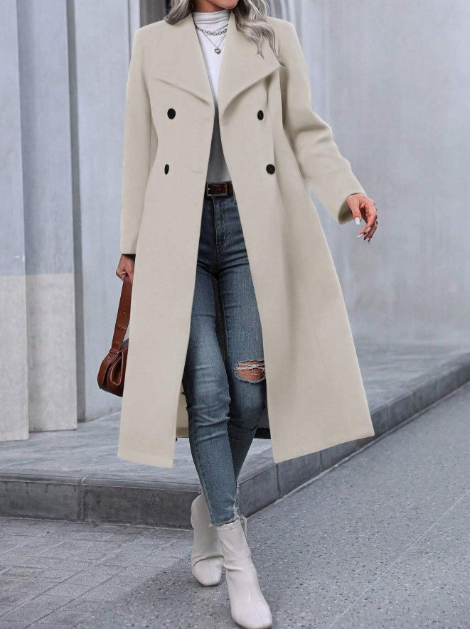 Casaco Sobretudo Alongado Feltro Elegance Look de inverno feminino creme off white