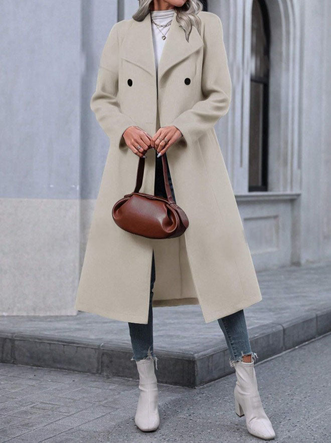 Casaco Sobretudo Alongado Feltro Elegance Look de inverno feminino off white quentinho