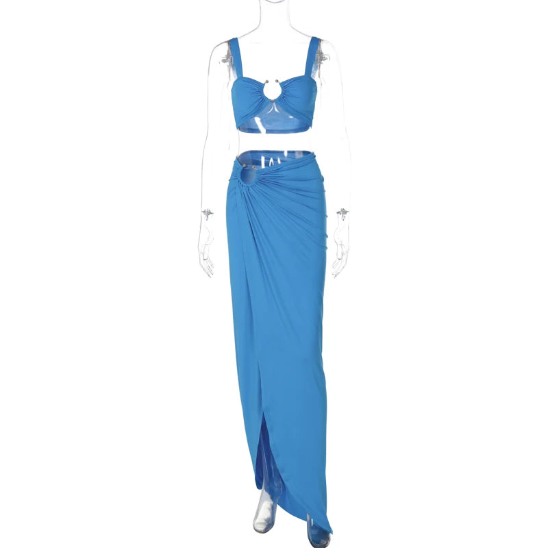 Conjunto Saia Longa com Cropped Praiano Argola