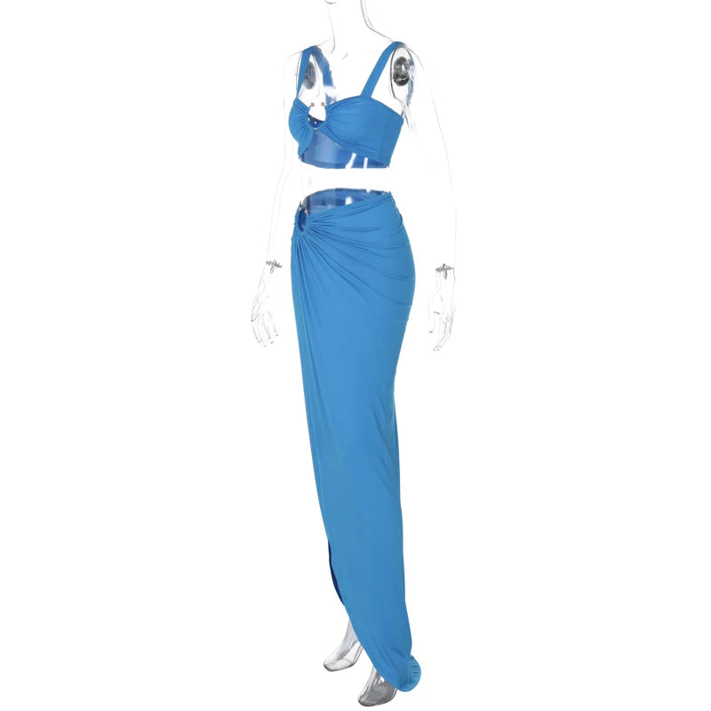 Conjunto Saia Longa com Cropped Praiano Argola