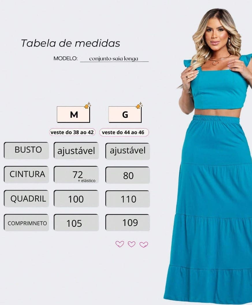 Conjunto Saia Longa com Cropped verão