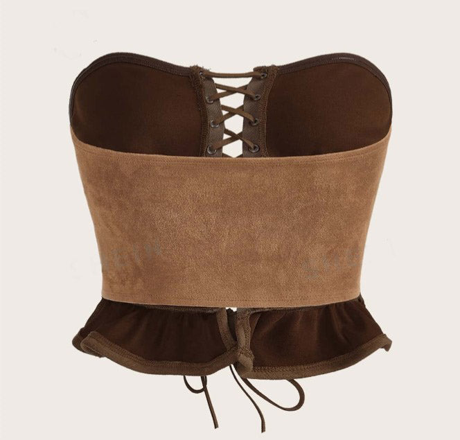 Cropped Suede Trançado Tomara Que Caia