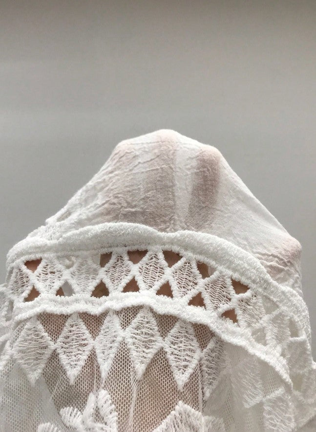 Saída de Praia Curta Manga Vestido de Renda