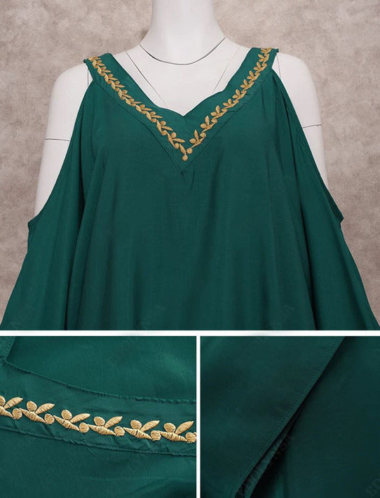 Vestido Longo Ciganinha Bordado Solto Túnica Plus Size