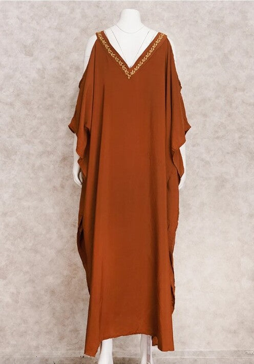 Vestido Longo Ciganinha Bordado Solto Túnica Plus Size