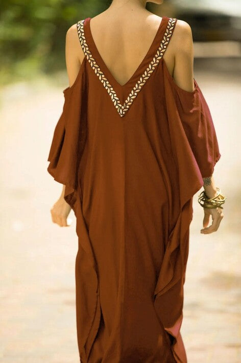 Vestido Longo Ciganinha Bordado Solto Túnica Plus Size