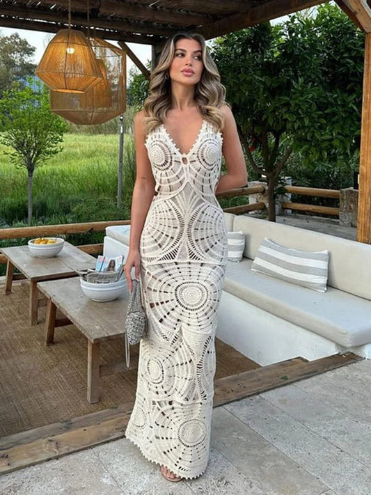 Vestido Longo de Crochê Saída de Praia