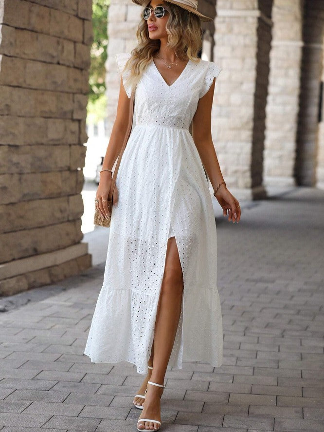 Moda Feminina Vestido Renda Branco Longo Renda Vestido Longo De