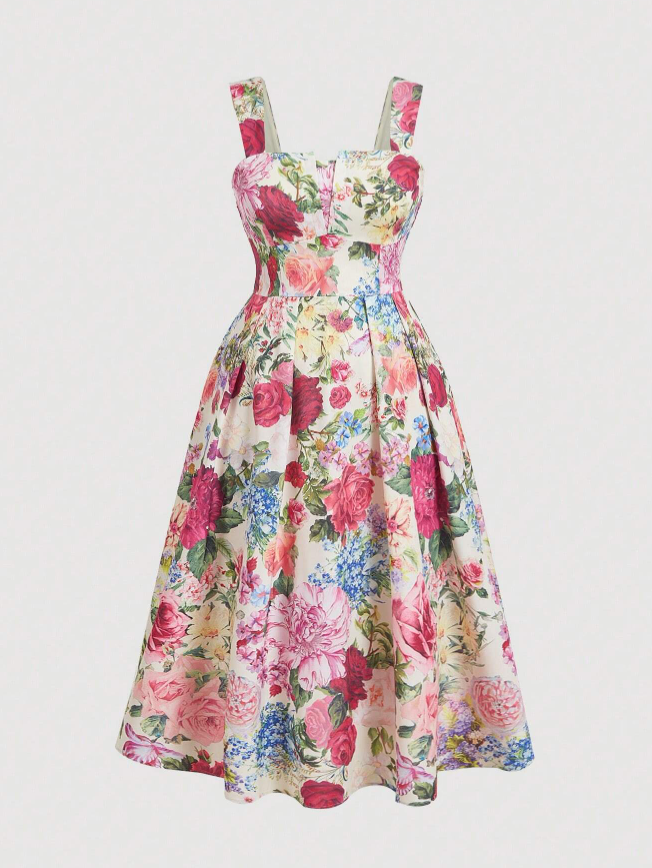 Vestido Retrô Midi Rodado vintage longo verão floral estampado plus size gordinha branco