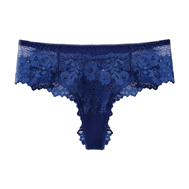 Calcinha Tanga de Renda Floral
