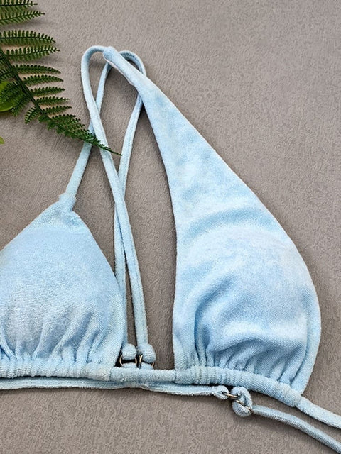 biquíni sexy cut out recortes cintura alta sensual verão transparências transparente club praia vazado assimétrico amarração azul