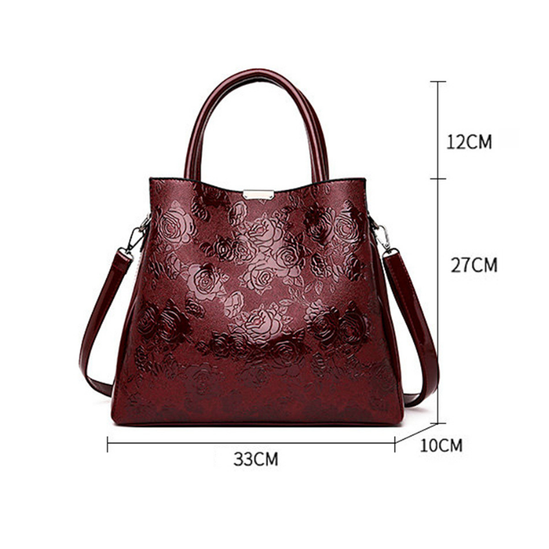 Bolsa de Mão Relevo Rosas Couro PU