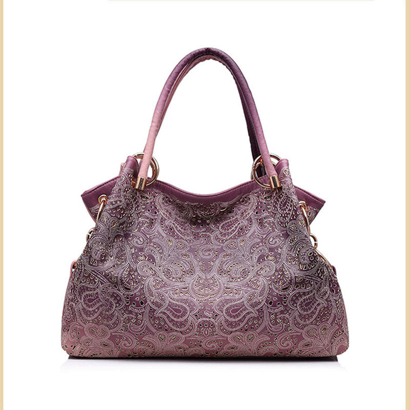 Bolsa de Ombro de Renda Couro