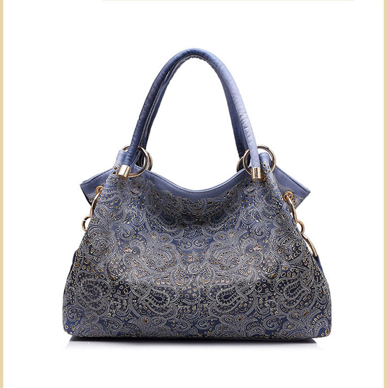 Bolsa de Ombro de Renda Couro