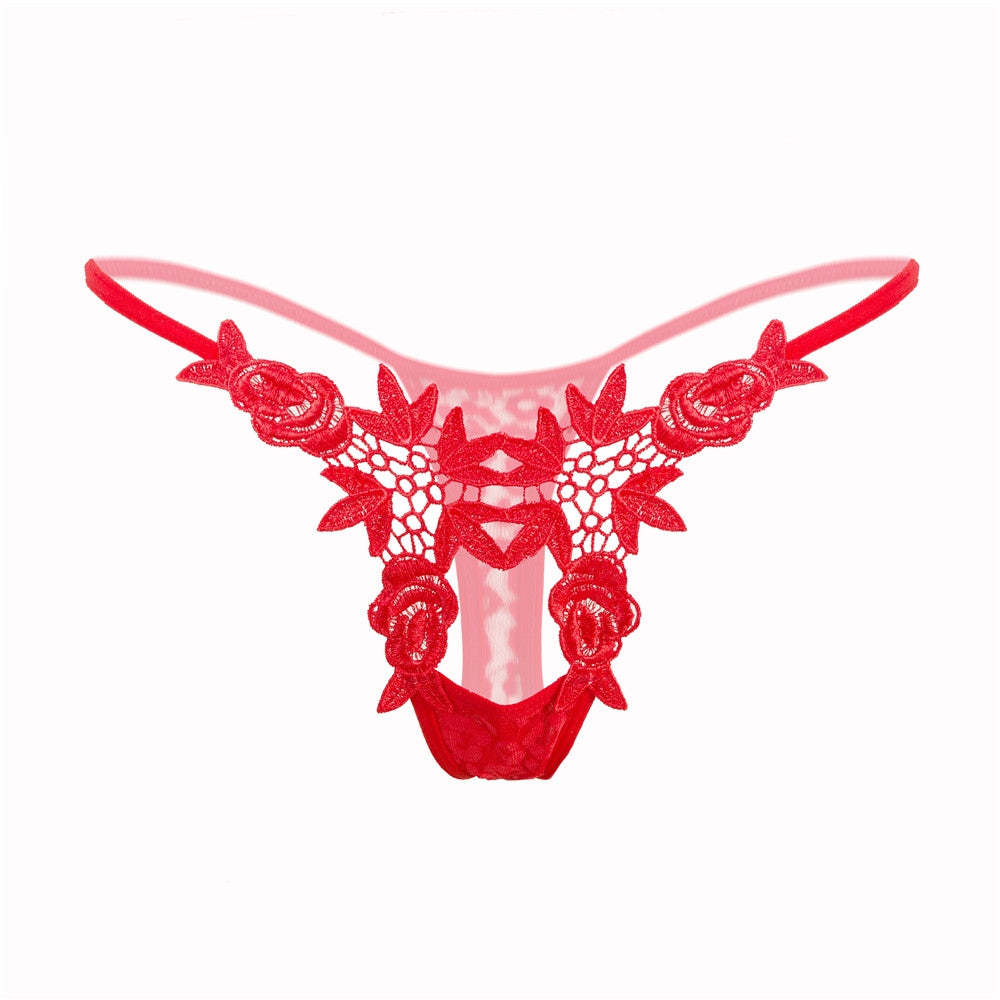 Calcinha sexy, erótica, de renda, vazada e com detalhes. Cor: Vermelho.