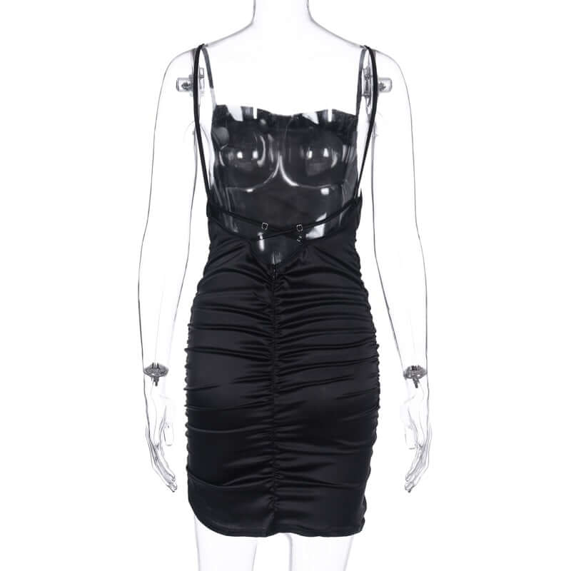 Vestido Mini de Festa Cetim Drapeado