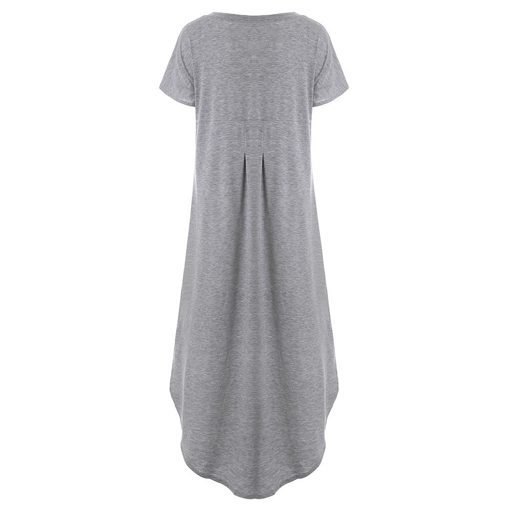 Vestidos Longos Manga Curta T-Shirt c/ Fendas