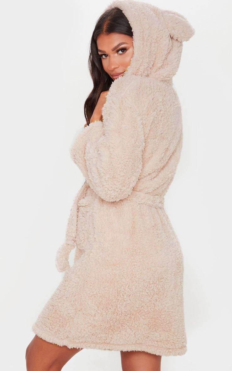 Roupão de Banho Plush Orelhinhas fun bege