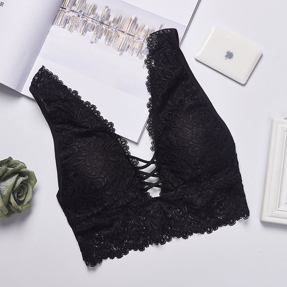 Sutiã Bralette de Renda Trançado