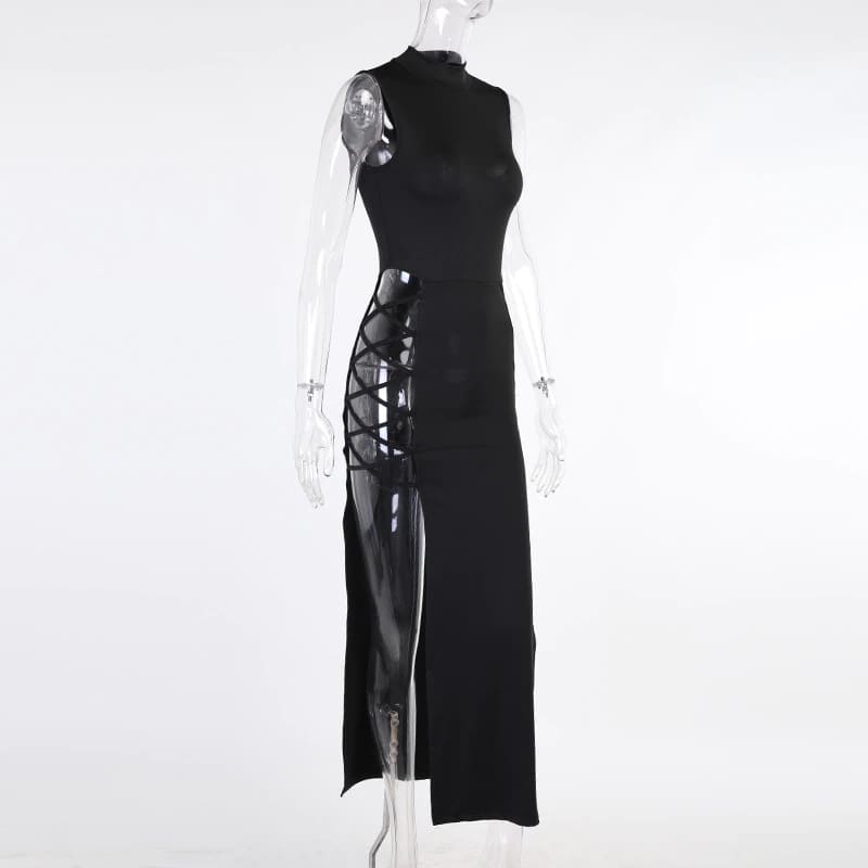 Vestido Longo Mega Fenda Quadril A Mostra Trançado, P, M, G