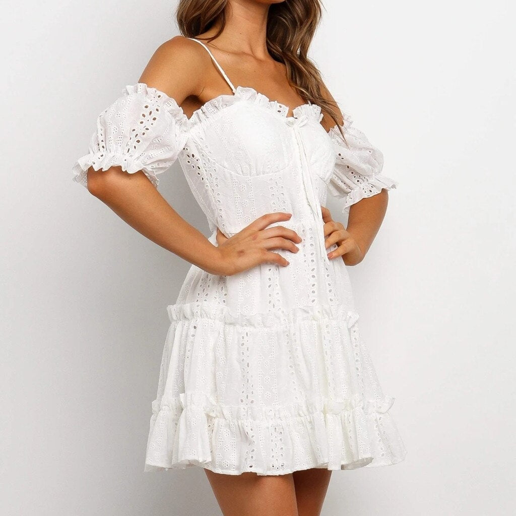 Vestido branco ombro a ombro curto store