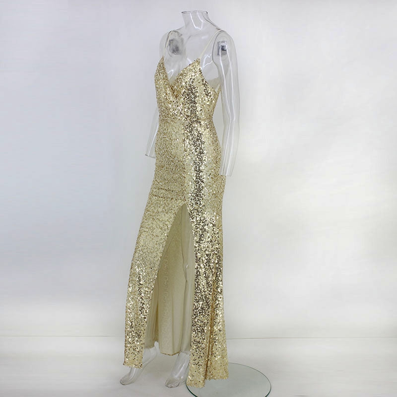 Vestido de festa Longo Dourado Glam
