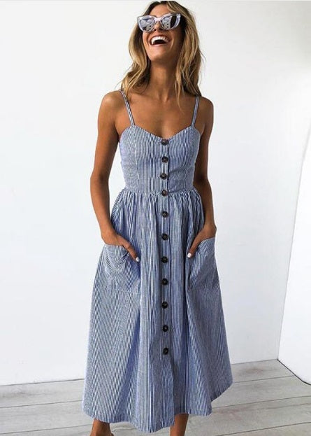 Vestido Modern Pin Up Midi Alça Fina