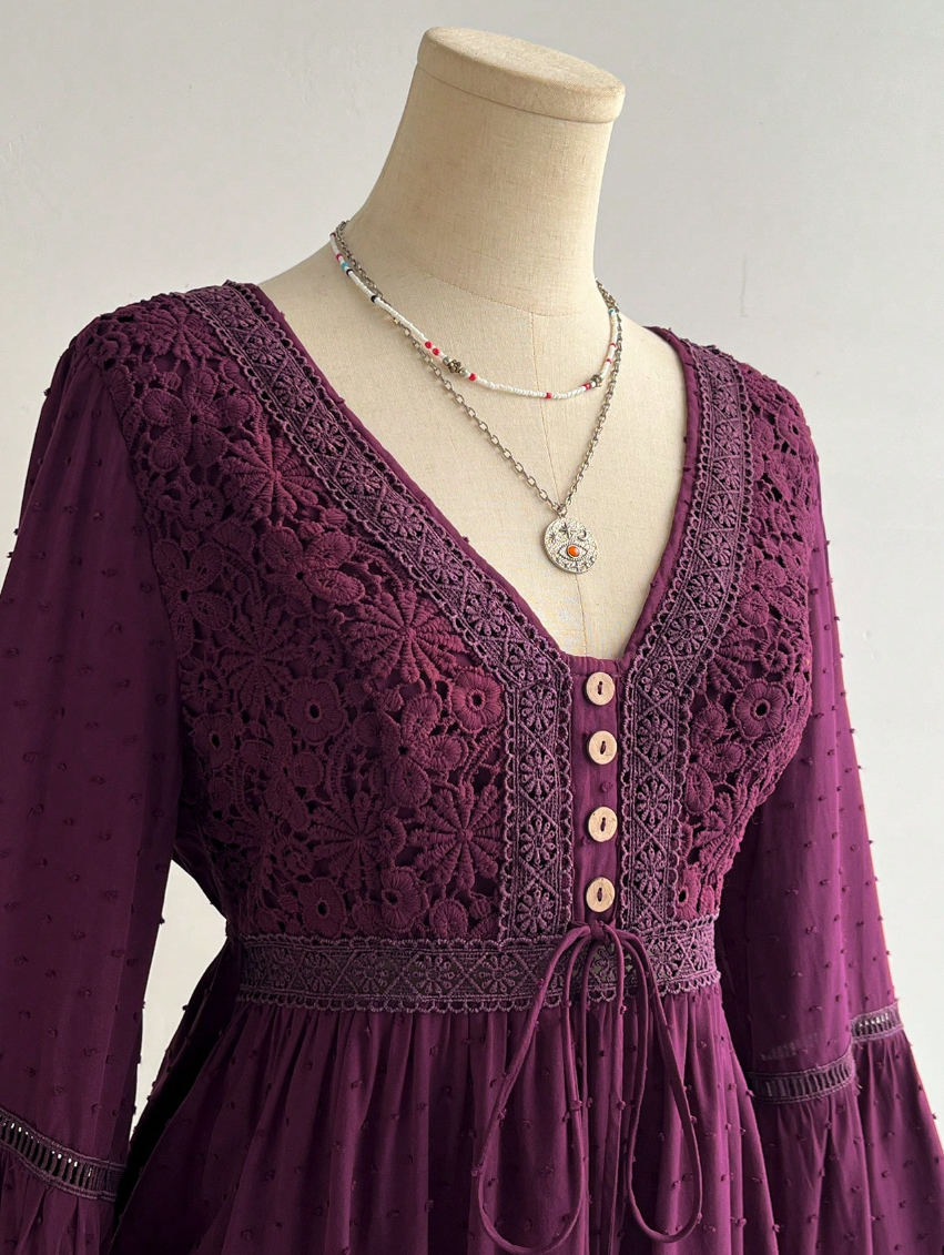 Bata Boho Manga Flare c/Renda Viscose