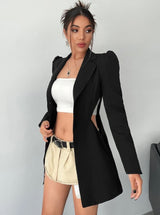 Blazer Cut-Out Recorte na Cintura Ombreira look festa preto