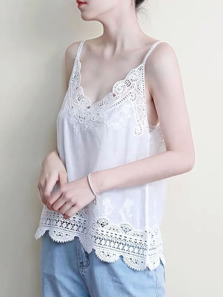 Blusa Renda Bordada Boho Chic Alcinha