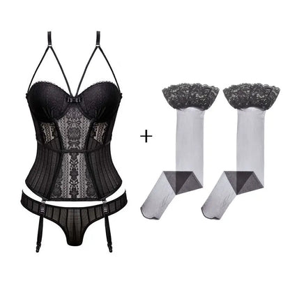 Corset de Renda Strappy c/ Cinta-Liga