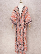 Kimono Longo Boho Estampado Oriental c/Faixa