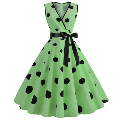 Vestido Retrô Midi Rodado Plus Size Regata de Bolinha
