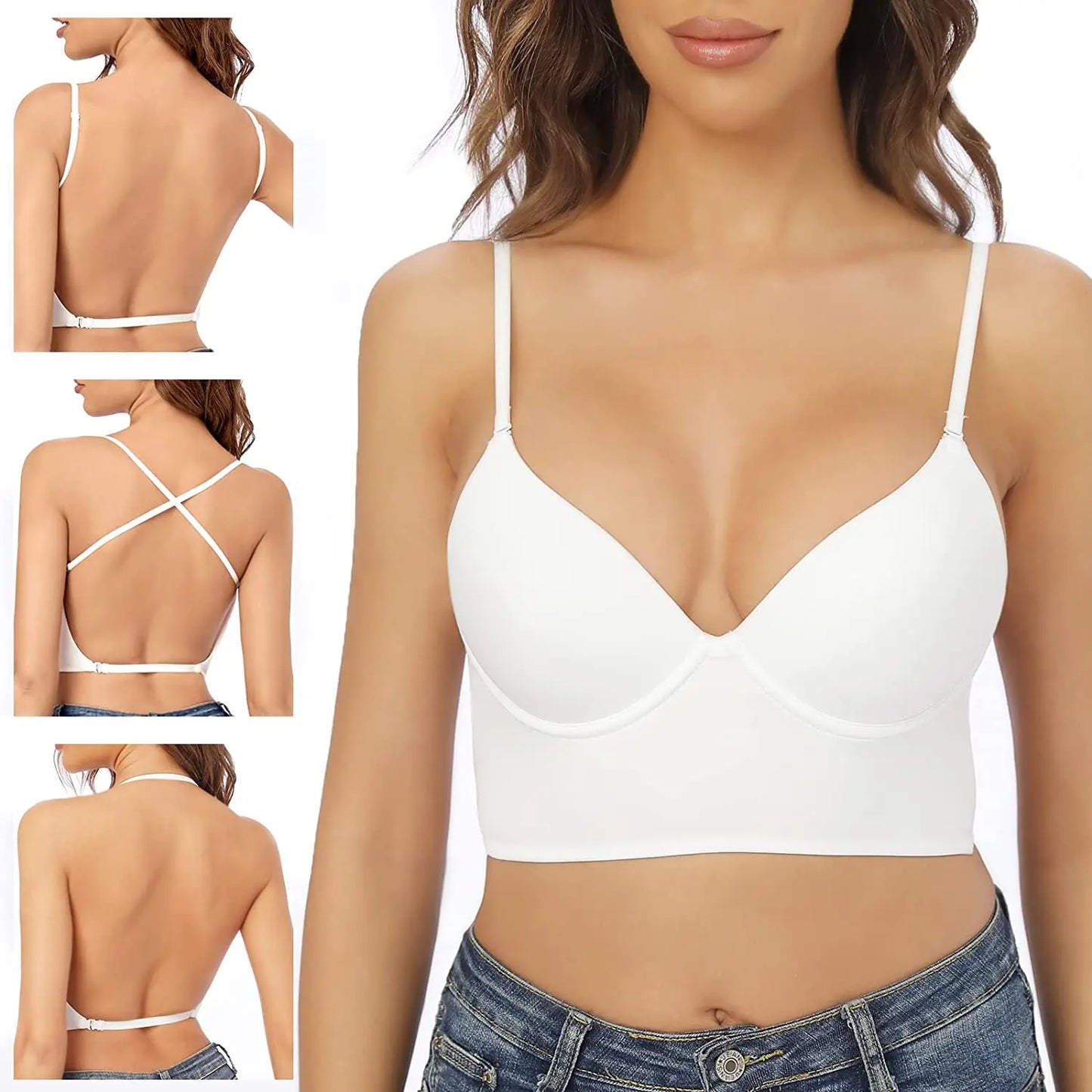 Sutiã Costas Decotadas Bojo Push Up branco