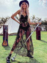 Vestido Longo de Renda Transparente Alcinha| Festival