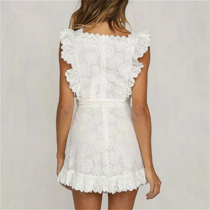 Vestido de Festa Curto Branco de Renda Babadinhos réveiilon