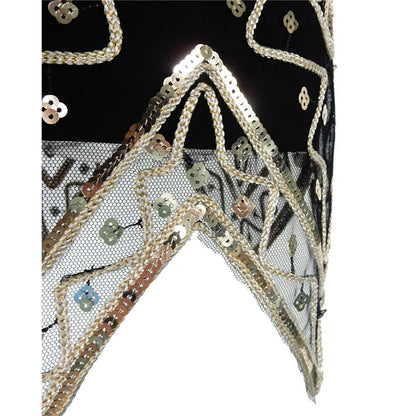 Vestido de Festa Vintage Gatsby Paetês anos 1920 brilhoso dourado com preto