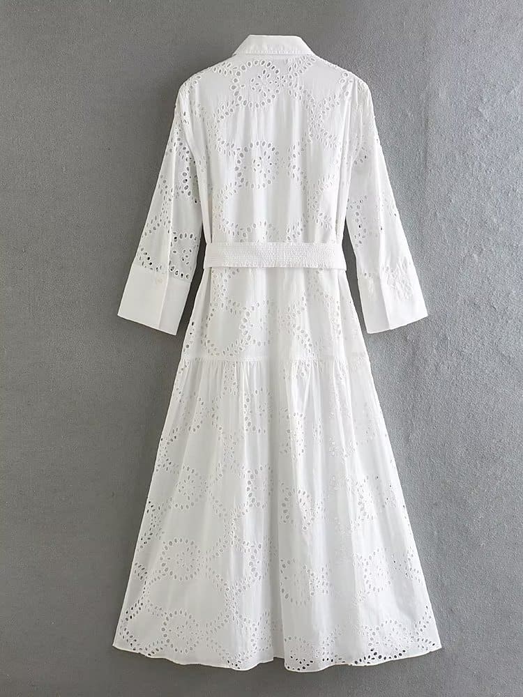 Vestido longo Chemise de Laise lese Midi de Manga