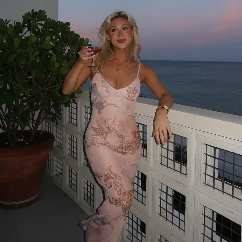 Vestido de Festa Longo Floral Tubinho