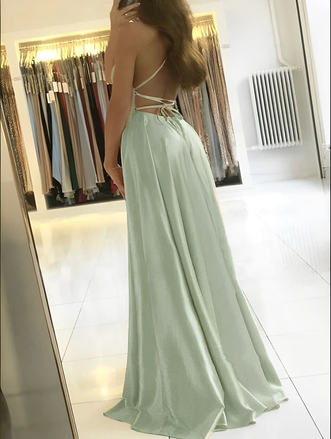 Vestido longo de sales cetim para madrinha