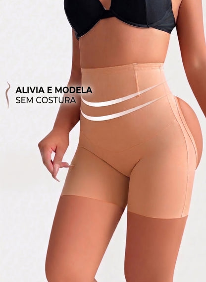 Bermuda Modeladora Cinta Efeito Ampulheta Empina Bumbum afina cintura bege nude