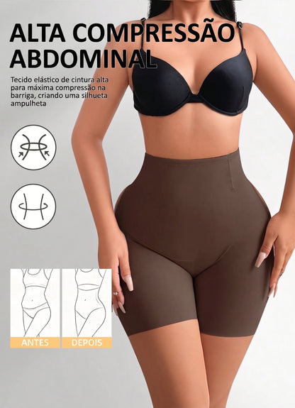 Bermuda Modeladora Cinta Efeito Ampulheta Empina Bumbum afina cintura marrom chocolate