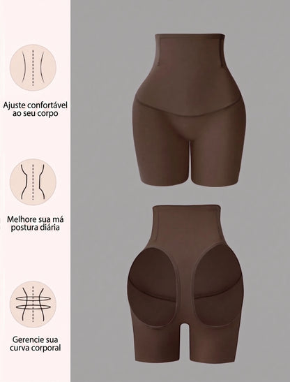 Bermuda Modeladora Cinta Efeito Ampulheta Empina Bumbum afina cintura marrom chocolate