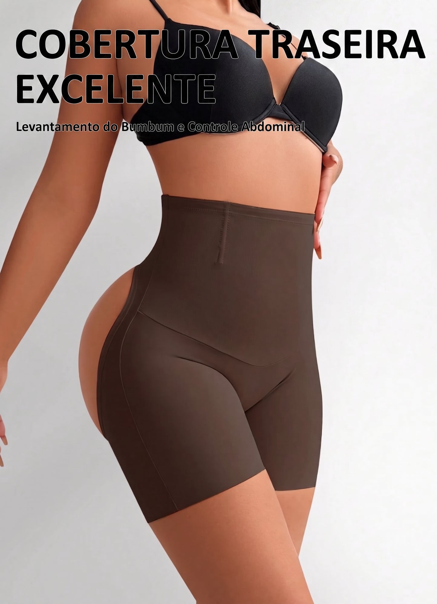 Bermuda Modeladora Cinta Efeito Ampulheta Empina Bumbum afina cintura marrom chocolate