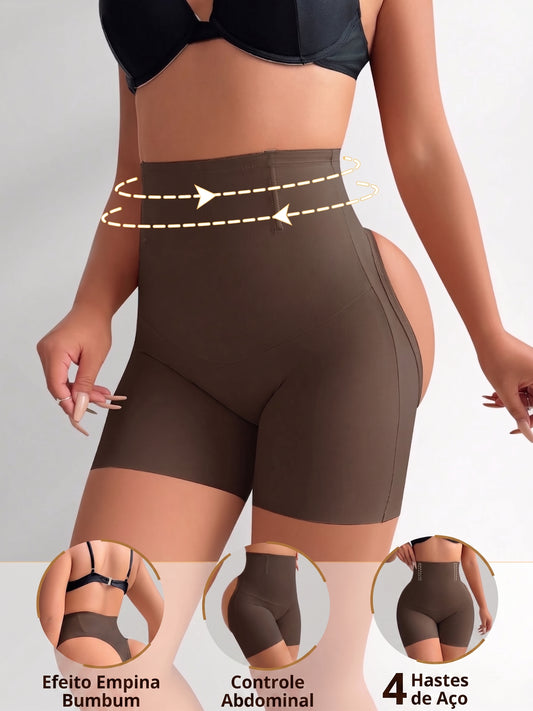 Bermuda Modeladora Cinta Efeito Ampulheta Empina Bumbum afina cintura marrom chocolate